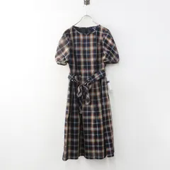 未使用 定価4.4万 2024AW エムズグレイシー M'S GRACY チェックリボンフレアワンピース 38■ブラウン ドレス 半袖【2400015081694】のサムネイル