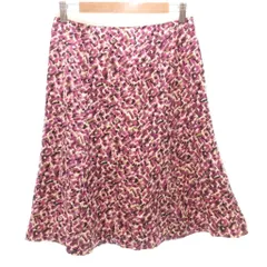 タルボット TALBOTS スカート 絹 シルク 6 パープル系 抽象柄 Aライン ミディ丈 /ML ■GY58のサムネイル