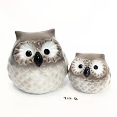 有田焼 親子フクロウ 置物 陶器製 大小セット 縁起物 裏面書き込みあり