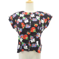 キャシャレル cacharel シャツ ブラウス 黒 ブラック 花柄 フレンチスリーブ ノースリーブ ラウンドネック /YS35 ■ECA002のサムネイル