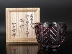太武朗工房 伝統工芸士 木村泰典 江戸切子 クリスタル 飾皿 「神奈川沖波
