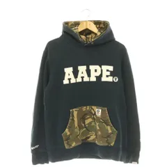 アベイシングエイプ A BATHING APE Aape プルオーバーパーカー スウェット カモフラ ロゴ 長袖 XL ネイビー マルチカラー /ESのサムネイル