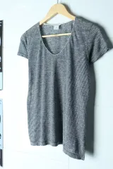 W(XS-S) Club Monaco クラブモナコ 半袖 Tシャツ ハンサム ストライプ ブラック-H35864のサムネイル