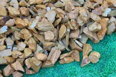 庭石  天然石  木目砂利 厳選木目黄石茶系  砕石（木目砂利）化粧砂利 ガーデニング 防犯砂利 エクステリア DIY 敷き砂利 5分（15～20mm）5kgのサムネイル
