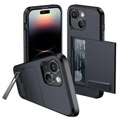 【新品】 対応 iPhone 13/14 ケース カード収納 スタンド機能 米軍MIL規格耐衝撃 ICカード収納 落下全面保護 指紋・擦り傷防止 ブラックのサムネイル