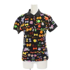 ニナリッチ NINA RICCI ポロシャツ 0 黒 ブラック マルチカラー 総柄 半袖 /GP ■GY58のサムネイル