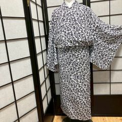 リメイク 本染浴衣 浴衣ワンピース ハンドメイド マキシ 濃紺 藤 A