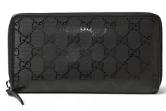 GUCCI 長財布 ブラック エナメル調 GG柄 美品 Gucci グッチ 財布 GUCCI 長財布/ラウンドファスナー式 GGインプリメ GG