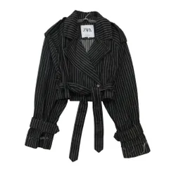 ZARA ザラ トレンチコート ストライプ オーバーサイズ デニム クロップド アウター ブラック 165/8A【S】 レディース 【中古】のサムネイル