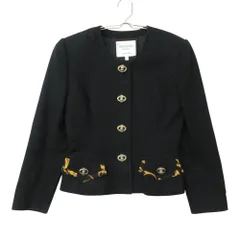 KIMIJIMA PARIS TOKYO キミジマ BOUTIQUE ノーカラージャケット ヴィンテージ ボタン キルティング ブレザー ブラック 9号 レディース 【中古】のサムネイル