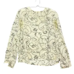 CELINE セリーヌ ブラウス ヴィンテージ 貝殻プリント シルク プルオーバートップス 長袖 ライトベージュ 38【M】 レディース 【中古】のサムネイル