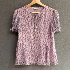 UH266534678　CHANEL シャネル　シルク製 ココマーク 総柄シフォンブラウス　34　ピンク系のサムネイル