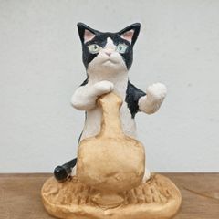 岡山富男 さん 猫 ネコ ねこ 置物 陶器 - メルカリ
