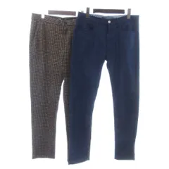 ザラ ZARA 2点セット パンツ スラックス ジッパーフライ チェック 青 茶 ブルー ブラウン M 30 ■OOMのサムネイル