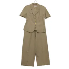 MAX MARA マックスマーラ スーツ 白タグ セットアップ 金ボタン半袖ジャケット 1タック ワイドパンツ ベージュ 44【XL】 レディース 【中古】のサムネイル