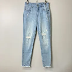 コルザ COLZA ダメージ加工スキニーデニムパンツ【L】ブルー／青のサムネイル