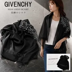 訳あり(新品) GIVENCHY ジバンシィ スカーフ シルク ロゴ ロングスカーフ ブラック GW7020 SO690 001のサムネイル