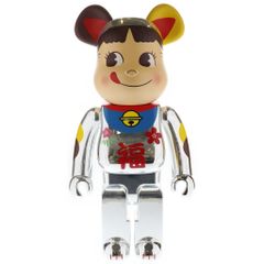 BE@RBRICK x Fujiya Peko-chan Maneki-neko (Lucky Cat) Silver Plated 1000% Figure Doll Silver