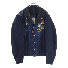 DSQUARED2 (ディースクエアード) ナイロン切り替え フロントワッペン デニムトラッカージャケット インディゴ S74AM0733のサムネイル