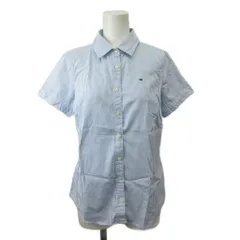 トミーヒルフィガー TOMMY HILFIGER シャツ ブラウス S 青 ブルー ストライプ柄 半袖 /KK ■ECC006のサムネイル