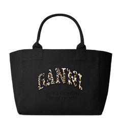 ガニー レディース バッグ ハンドバッグ GANNI Oversized Canvas Tote Bag BlkLeopard アニマル