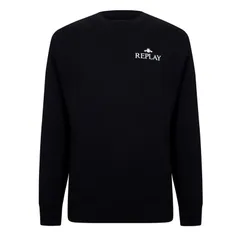 リプレイ メンズ アウター ニット・セーター クルーネック セーター ロゴ Replay Small Logo Crewneck Sweater Black 098 ブラックのサムネイル