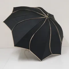 日傘　晴雨兼用  Wpc. UVO ウーボ  USED美品  ブラック パイピングデザイン 遮光 遮熱 UV　最強の日傘  寒竹手元 グラス骨 A4033のサムネイル