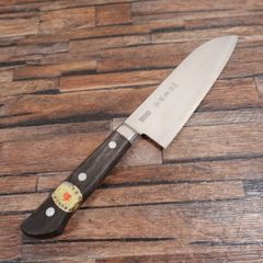★新品★堺源吉ステンレス本割込三徳包丁180mm口金付黒柄両刃左右兼用さびにくい ☆新品☆堺源吉ステンレス本割込三徳包丁180mm口金付黒柄両刃左右兼用