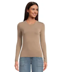 スプレンディット レディース トップス シャツ Splendid Bamboo Long Sleeve Tee Cedar Brown ブラウンのサムネイル