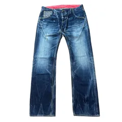 備中倉敷工房 ETERNAL NO.24454 日本製 和柄 ストレートデニム サイズ32 メンズL エターナル KURA JEANSのサムネイル