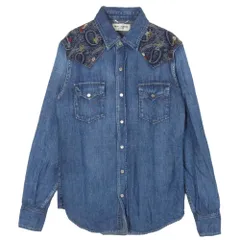 SAINT LAURENT サンローラン 379851 Y880H Hedi Slimane Archive エディ期 アーカイブ 切替 デニム ウエスタン 長袖 シャツ インディゴブルー系 XS【中古】のサムネイル