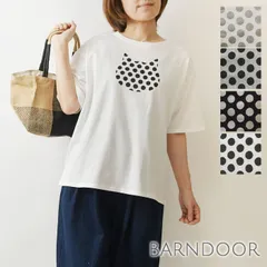 【新品】【BARNDOOR バーンドア】コットン 20天竺 箔 プリント ねこ Tシャツ (1203065)レディース 春 夏 カットソー 北欧 猫 ネコ にゃんこ 半袖 ゆったり ナチュラル 服 おしゃれ コーディネート 人気 60代 50代 40代 30代のサムネイル