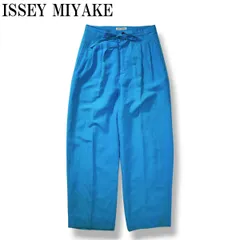 【希少】 90s archive イッセイミヤケ ISSEY MIYAKE リネン混 ワイド 2タック リラックスパンツ スラックスパンツ トラウザー デザイナーズ アーカイブ M ターコイズブルー メンズのサムネイル