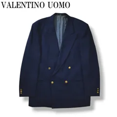 80sヴィンテージ ヴァレンティノ ウォモ VALENTINO UOMO 金ボタン ダブル 4B テーラードジャケット ブレザー 通年 メタルボタン デザイナーズ 紺ブレ 50 REG ネイビー メンズのサムネイル