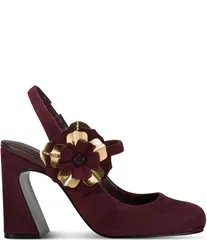 カール ラガーフェルド レディース シューズ ヒール フラワー柄 スエード フラワー KARL LAGERFELD PARIS Pierra Suede Floral Ornament Mary Jaのサムネイル