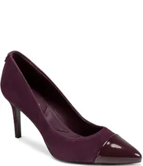 カール ラガーフェルド レディース シューズ ヒール スエード KARL LAGERFELD PARIS Rialta Suede and Patent Toe High Heel Pumps Winのサムネイル