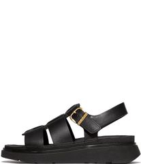 フィットフロップ レディース シューズ サンダル プラットフォーム レザー Fitflop Genff Leather Fisherman Platform Wedge Sandals All Bla