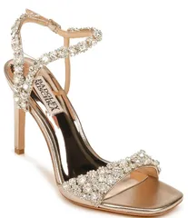 バッジェリーミシュカ レディース シューズ サンダル Badgley Mischka Galia Square Toe Crystal Jeweled Dress Sandals Champagneのサムネイル
