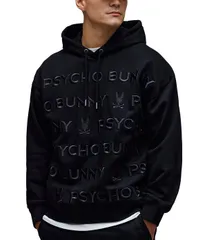 サイコバニー メンズ アウター パーカー・スウェット 刺繍 Psycho Bunny Orson Embroidered Hoodie Black ブラックのサムネイル
