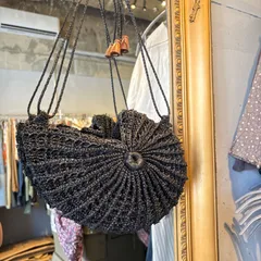 【東あずま店　併売品】　JAMINPUECH ジャマンピュエッシュ　かごバッグ　編み　アッシュペーフランス H.P FRANCE　アンモナイト　バッグ　BAG　shoulder　ショルダー　黒 ブラック BLACK クロ くろ　カゴ　かご　お呼ばれ　デートのサムネイル