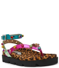 ベッツィジョンソン レディース シューズ サンダル プリントール Betsey Johnson Conley Multi Metallic Jeweleopard Printhong Sandalsのサムネイル