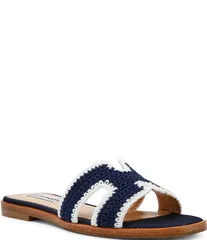 スティーブ マデン レディース シューズ パンプス サンダル Steve Madden Hadyn Macrame Woven Flat Slide Sandals Navy Multi ネイビーのサムネイル