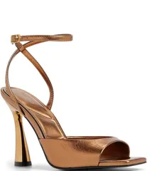 アルド レディース シューズ サンダル トール アンクル ALDO Valentyna Crinkle Metallic Ankle Strap Dress Sandals Copper Brownのサムネイル