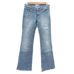 エムプルミエ M-Premier デニムパンツ ジーンズ セミフレア ロング丈 36 青 ブルー ダメージ加工 /SM24 ■ECB005のサムネイル
