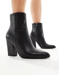 アルド レディース シューズ ブーツ・レインブーツ アンクル ブーツ レザー ヒール ALDO Karinaa heeled high ankle boots leather Black ブラックのサムネイル