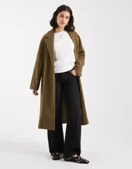 エイソス レディース アウター ジャケット・ブルゾン コート ASOS DESIGN throw on overcoat in olive Olive オリーブのサムネイル