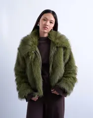 トップショップ レディース アウター ジャケット・ブルゾン ジャケット Topshop faux fur zip up bomber jacket in olive Olive オリーブのサムネイル