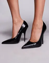 エイソス レディース シューズ パンプス ヒール ASOS DESIGN Poison super high heeled pumps Black ブラックのサムネイル