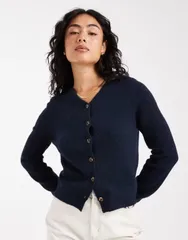エイソス レディース アウター カーディガン Vネック ASOS DESIGN v neck fitted cardigan Navy ネイビーのサムネイル