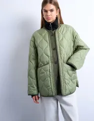 トップショップ レディース アウター ジャケット・ブルゾン ジャケット Topshop oversized placket two tone liner jacket in dark khaki Daのサムネイル